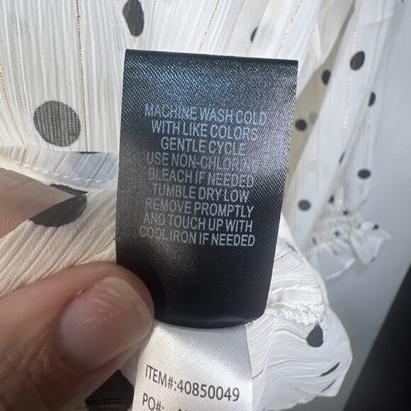 Torrid Polka Dot Tunic Top Size 5X Ivory Balloon Sleeve mock Office Bohemian NWT - Picture 8 of 13